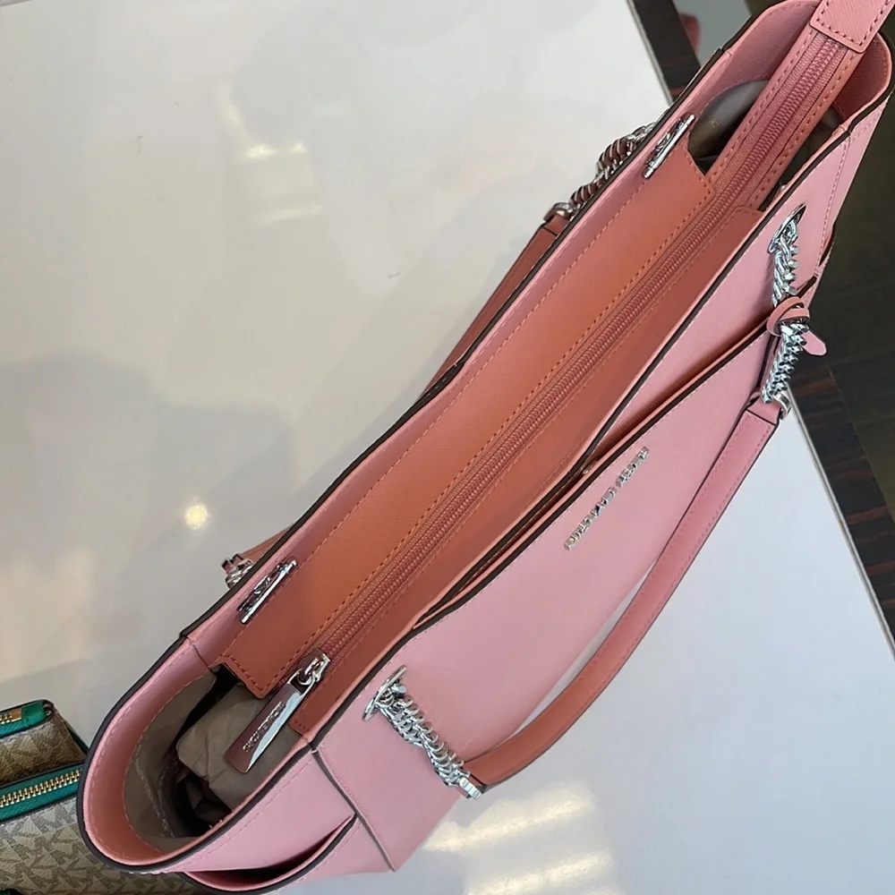 MICHAEL KORS Jet Set Large X Chain Saffiano Leather Shoulder Tote PRIMROSE NWT